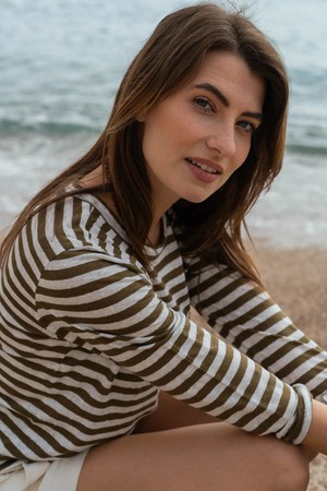Long Sleeve Striped Linen T-shirt from Lavender Hill Clothing