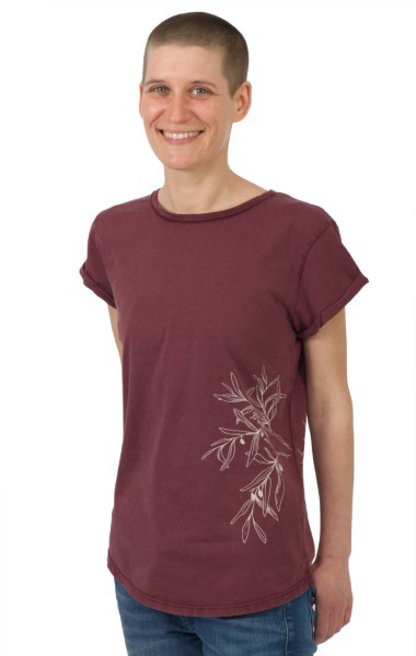 Fairwear Organic Shirt Women Stone Washed Red Olive Branch from Life-Tree