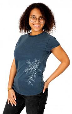 Fairwear Organic Shirt Women Stone Washed Blue Ovile Branch via Life-Tree