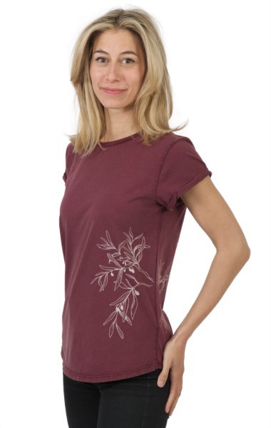 Fairwear Organic Shirt Women Stone Washed Red Olive Branch from Life-Tree