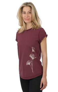 Fairwear Organic Shirt Women Stone Washed Red Ginkgo via Life-Tree