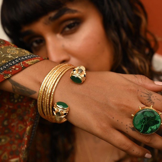 Anokhi Malachite Rings- Gold Vermeil from Loft & Daughter