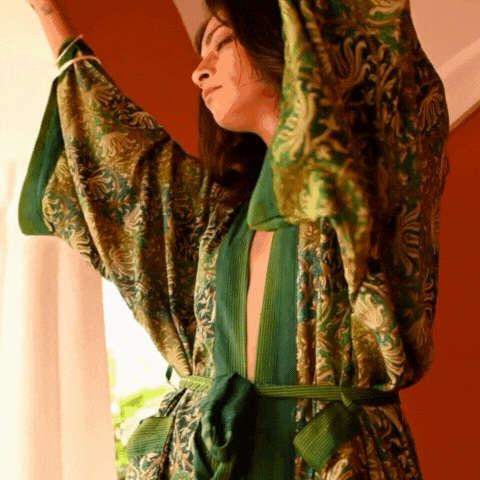 If Saris Could Talk Maxi Kimono- Zinnia Border from Loft & Daughter