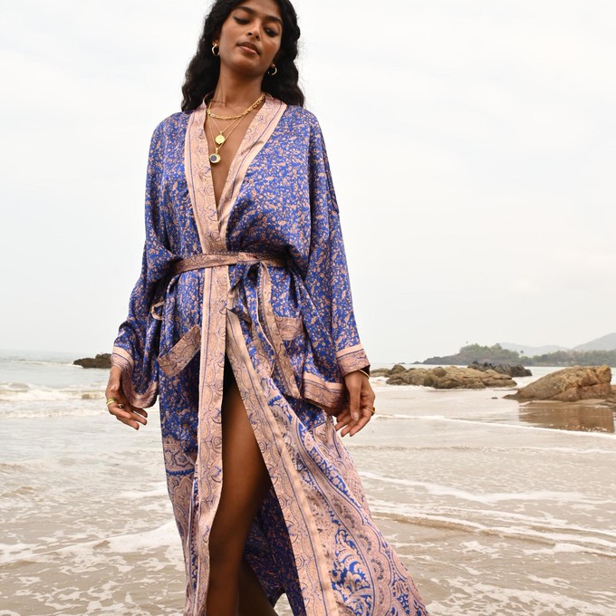 If Saris Could Talk Maxi Kimono- Zinnia Border from Loft & Daughter