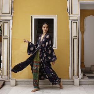 If Saris Could Talk Maxi Kimono- Midnight Mandala from Loft & Daughter