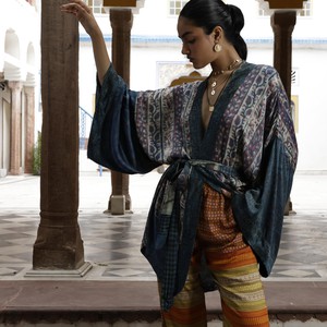 If Saris Could Talk Kimono- Indigo Overdye C from Loft & Daughter