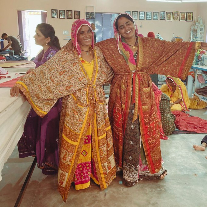 If Saris Could Talk Maxi Kimono- Moonlit Lotus from Loft & Daughter