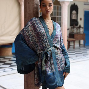 If Saris Could Talk Kimono- Indigo Overdye C from Loft & Daughter