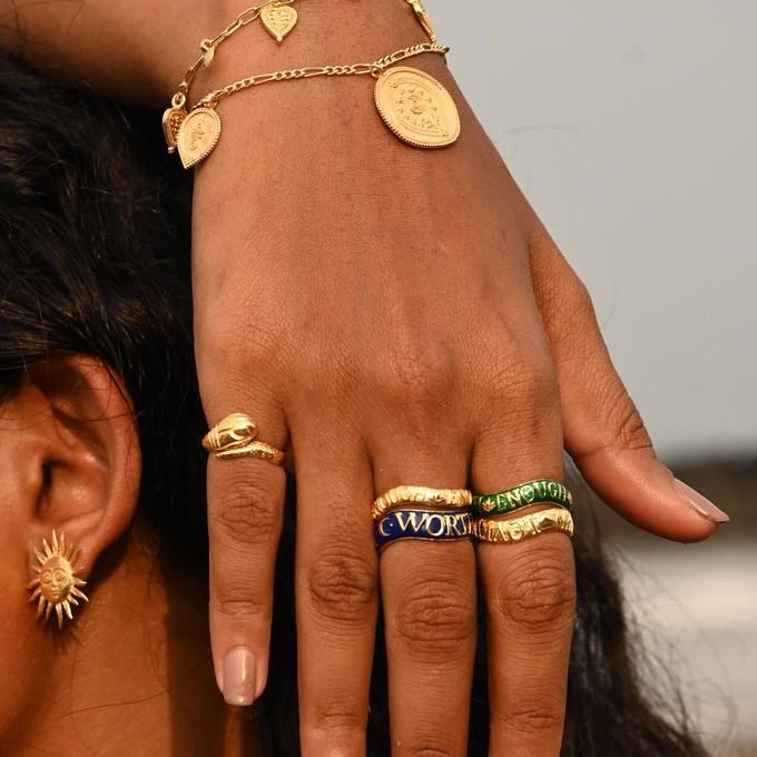 Worthy Affirmation Stacking Ring Blue from Loft & Daughter