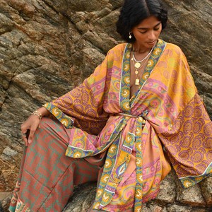 If Saris Could Talk Kimono- Indigo Overdye B from Loft & Daughter