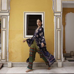 If Saris Could Talk Maxi Kimono- Midnight Mandala from Loft & Daughter