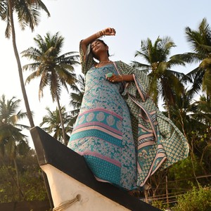 If Saris Could Talk Maxi Kimono- Zinnia Border from Loft & Daughter