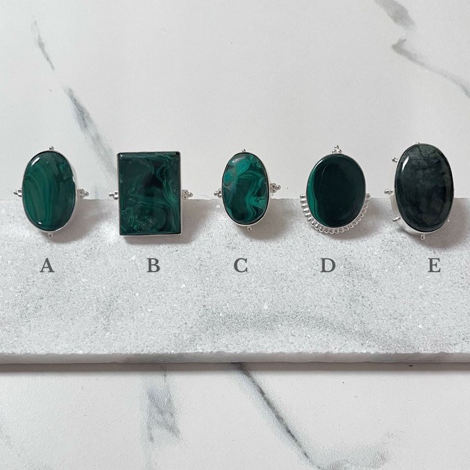 Anokhi Malachite Rings- Silver from Loft & Daughter