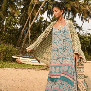 If Saris Could Talk Maxi Kimono- Royal Ditsy from Loft & Daughter