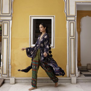 If Saris Could Talk Maxi Kimono- Midnight Mandala from Loft & Daughter