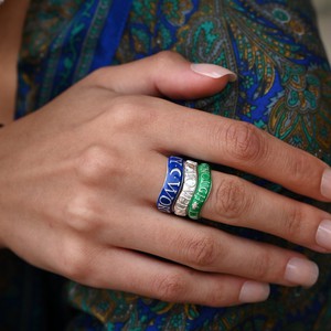 Worthy Affirmation Stacking Ring Silver Blue- Outlet from Loft & Daughter
