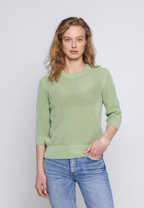 NETTING CREW NECK SWEATER | Light Green from Loop.a life