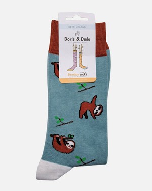 Doris & Dude bamboe herensokken met luiaards mintblauw from Lotika