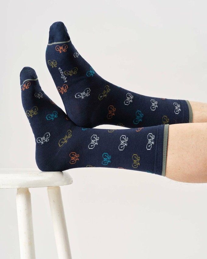 Bamboe herensokken fietsen - navy blue from Lotika