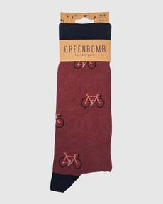 Greenbomb sokken heren bike vintage- bordeauxrood via Lotika