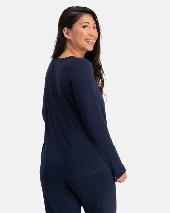 Bamboe dames pyjama set lange mouwen Nina – navy from Lotika Bamboe dames pyjama set lange mouwen Nina – navy from Lotika