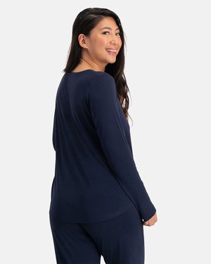 Bamboe dames pyjama set lange mouwen Nina – navy from Lotika Bamboe dames pyjama set lange mouwen Nina – navy from Lotika