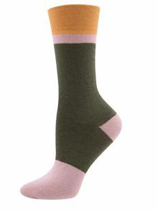 Ewers katoenen sokken dames brede strepen - olijfbruin via Lotika