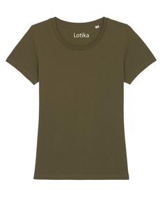 Yara T-shirt dames biologisch katoen - British khaki van Lotika