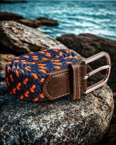 Swole Panda gevlochten riem - navy - orange via Lotika