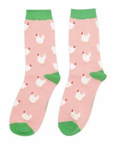 Bamboe sokken dames kippen - dusky pink via Lotika
