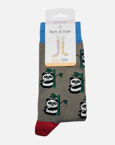 Doris & Dude bamboe damessokken met panda grijs via Lotika