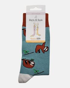 Doris & Dude bamboe damessokken luiaards mintblauw via Lotika