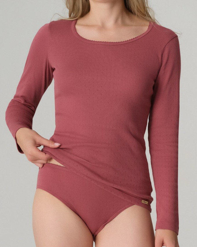 Comazo dames pyjamashirt lange mouwen katoen – old rose from Lotika