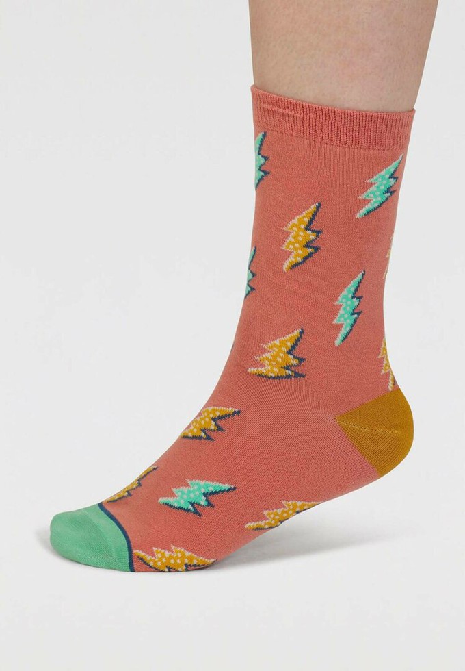 Thought - dames sokken katoen weather bliksem - coral orange from Lotika