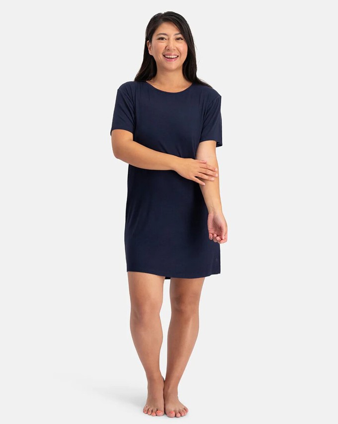 Bamboe dames nachthemd korte mouw Nora – navy from Lotika Bamboe dames nachthemd korte mouw Nora – navy from Lotika
