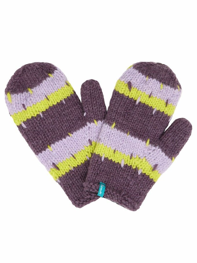 Gebreide wollen wanten met patroon - plum from Lotika