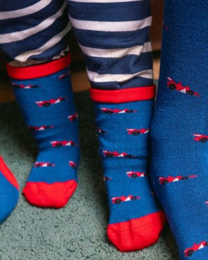 Bamboe kindersokken raceauto's - blauw from Lotika