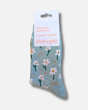 Thought katoenen dames sokken cosmos floral - mint green marl from Lotika