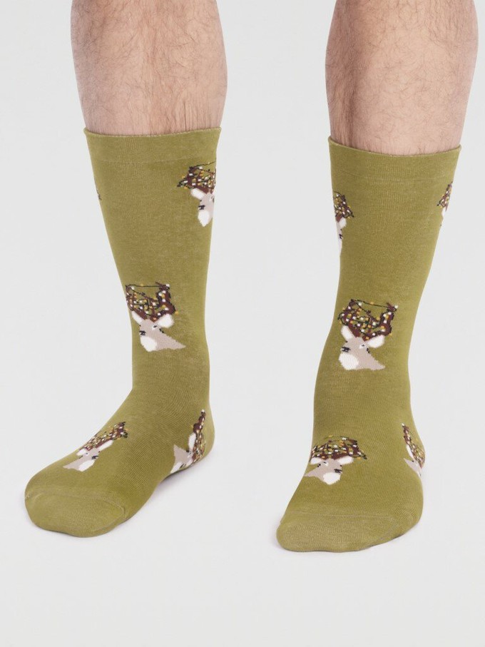 Kerstsokken heren biologisch katoen herten - lichen green from Lotika