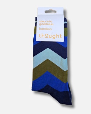 Thought bamboe heren sokken zig zag streep – midnight blue from Lotika