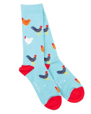 Swole Panda bamboesokken met kippen – blauw from Lotika