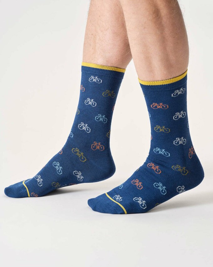 Bamboe herensokken fietsen - deep blue from Lotika