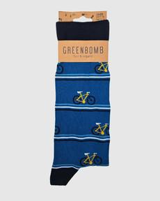 Greenbomb sokken heren bike triple stripes - blauw via Lotika