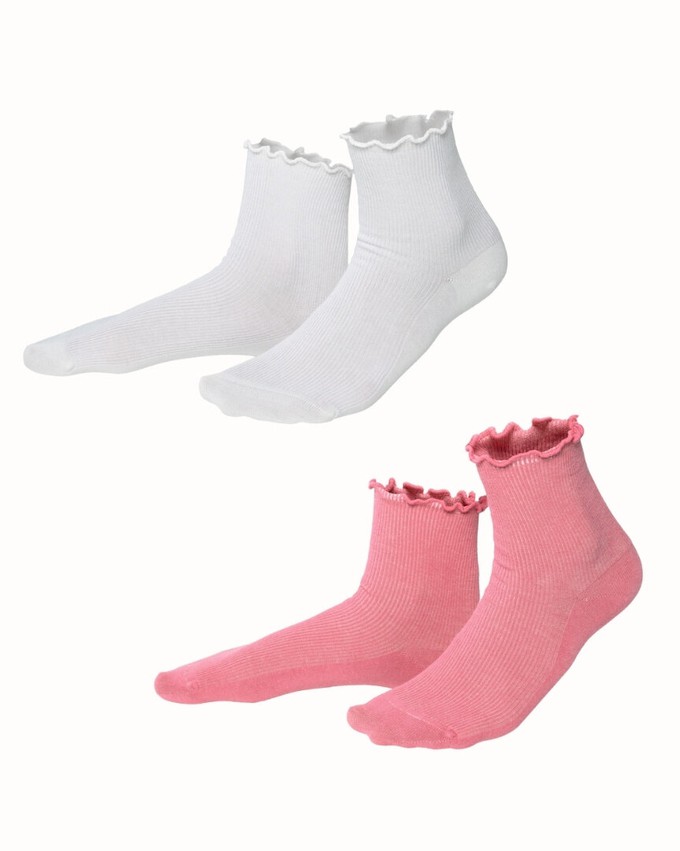 Living Crafts damessokken Asther 2-pack – white camelia from Lotika