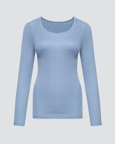 Comazo dames pyjamashirt lange mouwen katoen – lightblue via Lotika