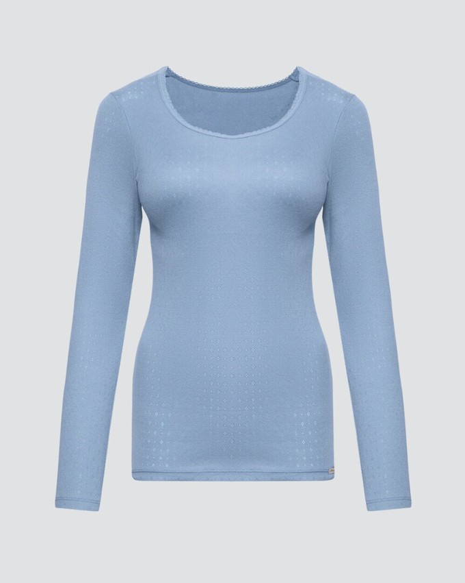 Comazo dames pyjamashirt lange mouwen katoen – lightblue from Lotika