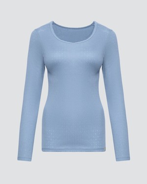 Comazo dames pyjamashirt lange mouwen katoen – lightblue from Lotika
