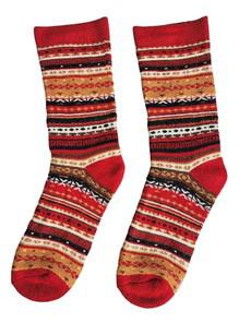 Alpaca sokken met motief hut - rood via Lotika