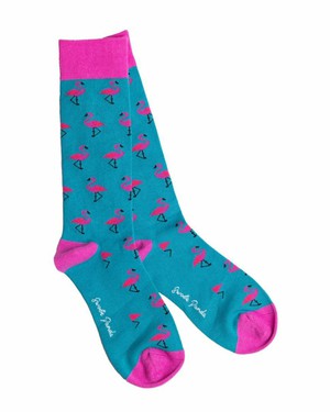 Swole Panda bamboe dames sokken flamingo's - blauw from Lotika