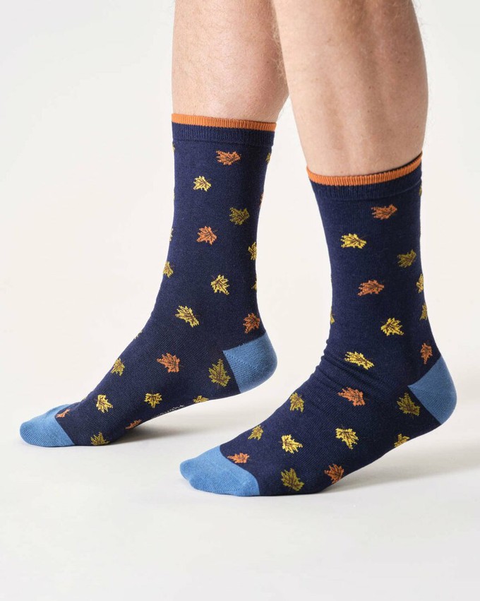 Bamboe sokken heren bladeren – navy from Lotika